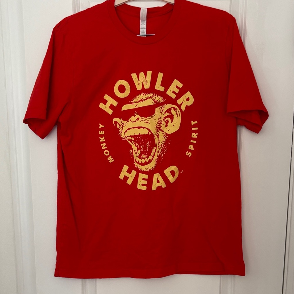 Red Howler Head Graphic Tee with Yellow Print